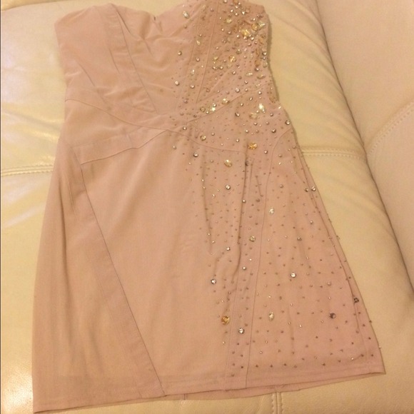 BEBE blush colored jeweled dress - Picture 2 of 5