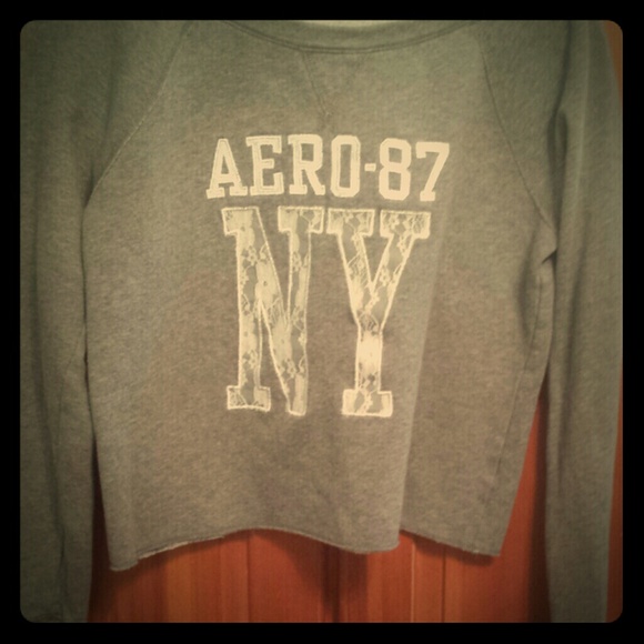 Gray Long Sleeve Aeropostale Crew Neck - Picture 1 of 3