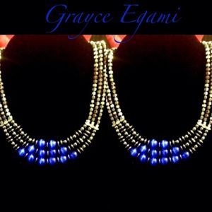 Hematite & Blue Glass Quartz 3-Tier Necklace