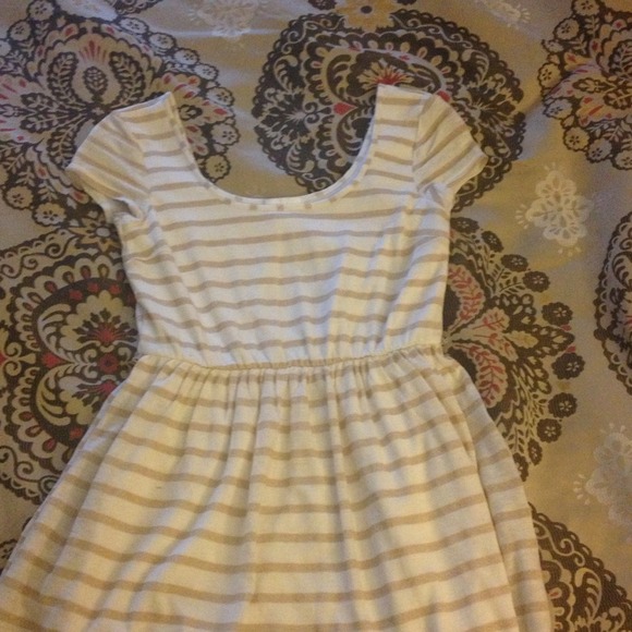 White and Gold Striped Dress