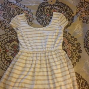 White and Gold Striped Dress