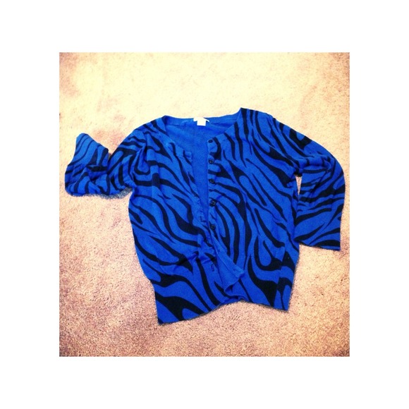 Xhilaration Blue Zebra 3/4 Sleeve Cardigan- Size S