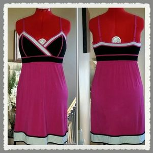 Pink, white & Black Spring Dress/Adj Straps/NWOT
