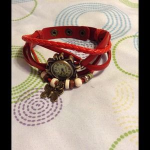 Beautiful Red Butterfly Watch Bracelet