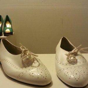 A perfect pair. .. all white flat oxfords