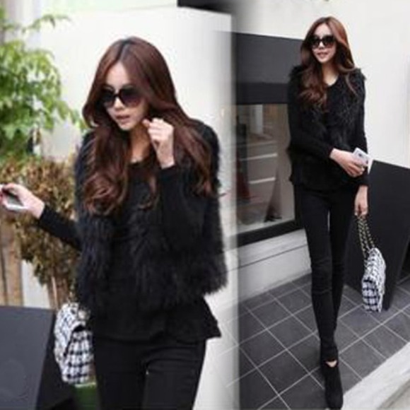 Black Fur Vest NWOT