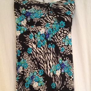 patterned strapless maxi dress