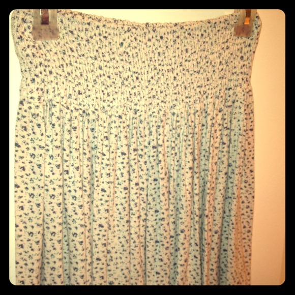 White skirt with blue flowers