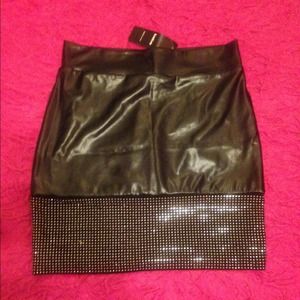 Bebe faux leather rhinestone skirt