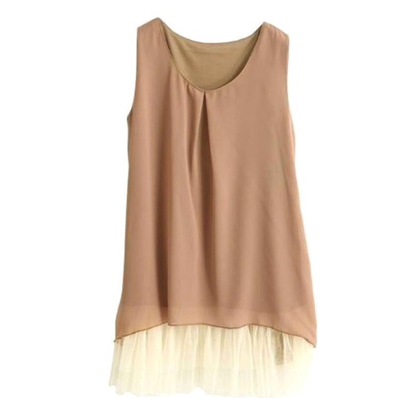Sleeveless tan layered top