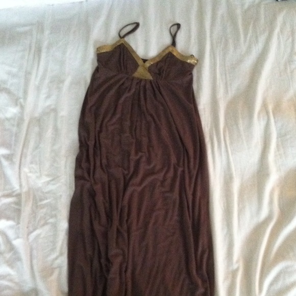 BCBG empire waist, ankle length jersey dress.