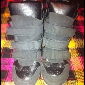 Black Wedged Sneakers size 8