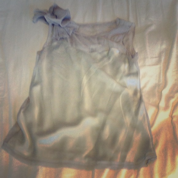 Soft grey silk top with asymmetric embellishment