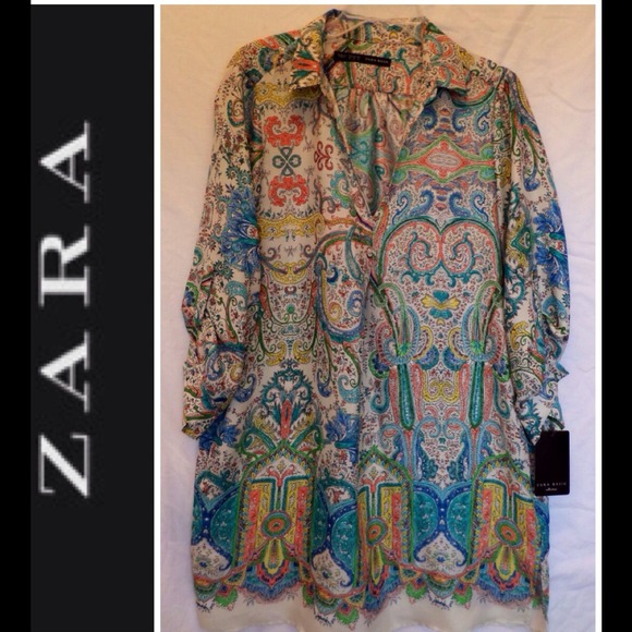 🔴SOLD🔴ZARA Pretty Blue Paisley Tunic NWT Sz XL