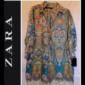🔴SOLD🔴ZARA Pretty Blue Paisley Tunic NWT Sz XL