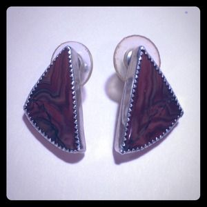 Silver & Rust Colored Stone Earrings