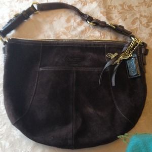Brown Suede Leather Coach Purse
