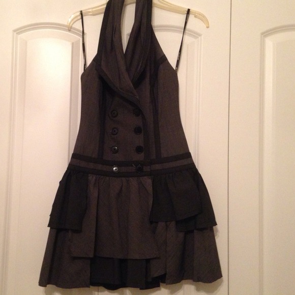 Little tuxedo halter dress with ruffles