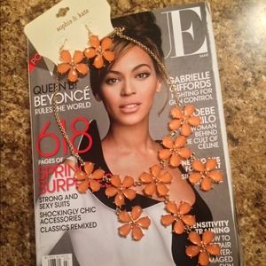 Coral & Gold Statement Necklace/Earring Set