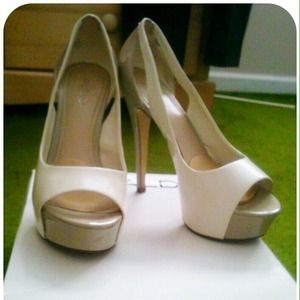Aldo white/beige open toe heels **SOLD**