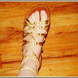 Aldo gold/brown strappy gladiator sandals