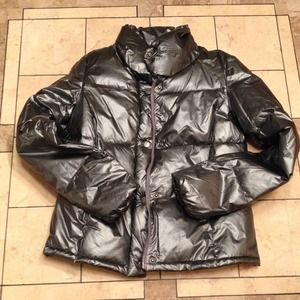 metallic puffer jacket old navy