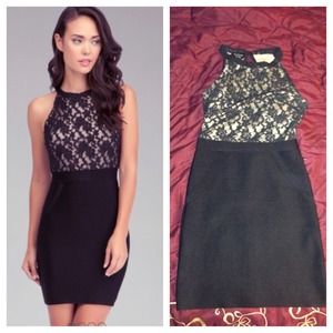 👗NWOT lace blk & nude bebe dress 🎀