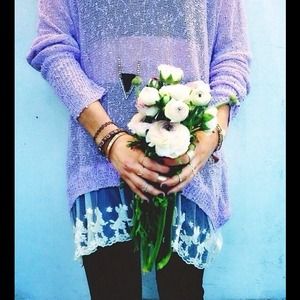 LF Purple Lilac Lace Bottom Sweater Small $72 pp