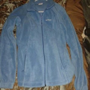 Soft blue Columbia sweatshirt.
