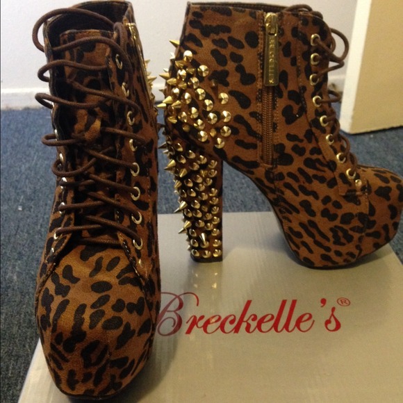 Leopard Booties with Spikes.