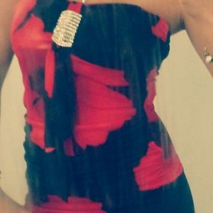 Black and red floral dress