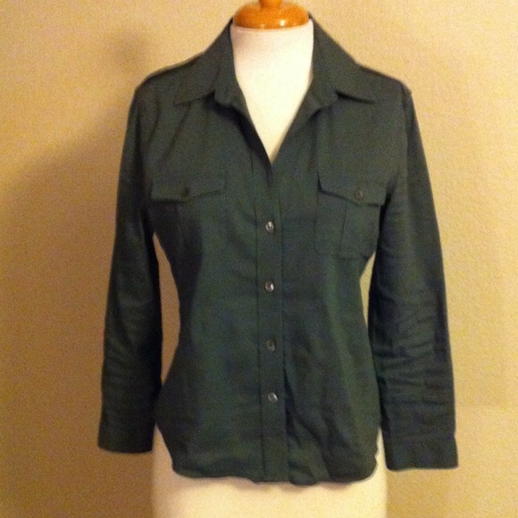 Army green button down