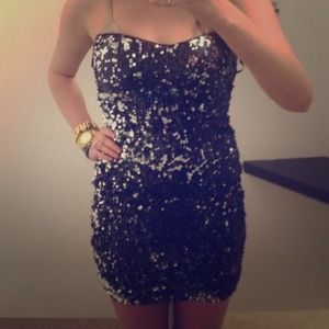 Black and Silver Sequin Dress