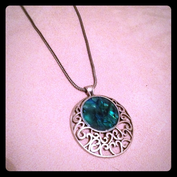 Turquoise necklace with sterling silver chain