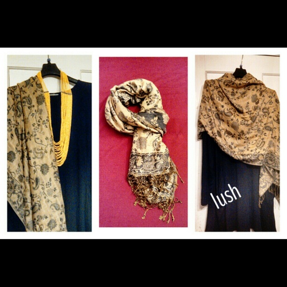 Pashmina charcoal blue/taupe shawl scarf