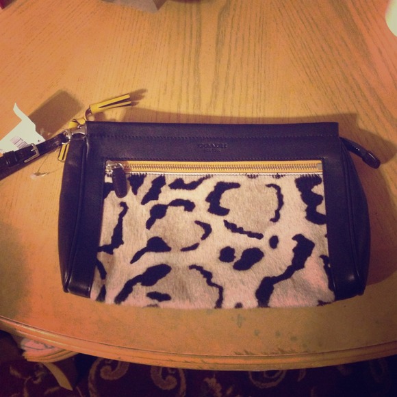 Coach Ocelot Calf Hair & Leather Clutch - Picture 1 of 4