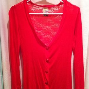 Coral cardigan with lace back