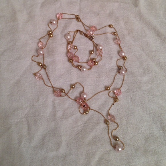 Long necklace and 3 strand bracelet set