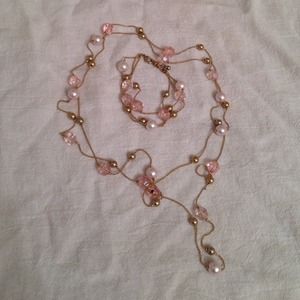 Long necklace and 3 strand bracelet set