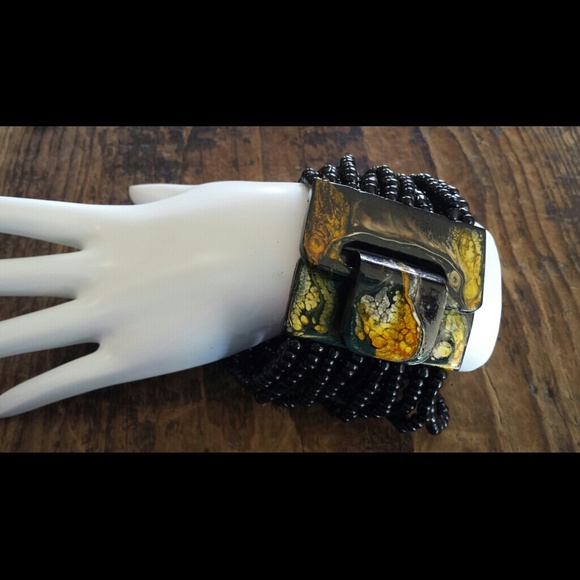 Unique wooden buckle stretchable bracelet