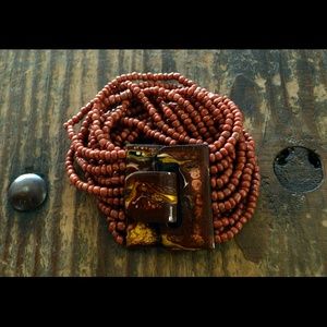 Handmade wood buckle stretchable bracelet