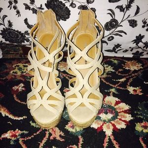 Tan Wedges worn once!!
