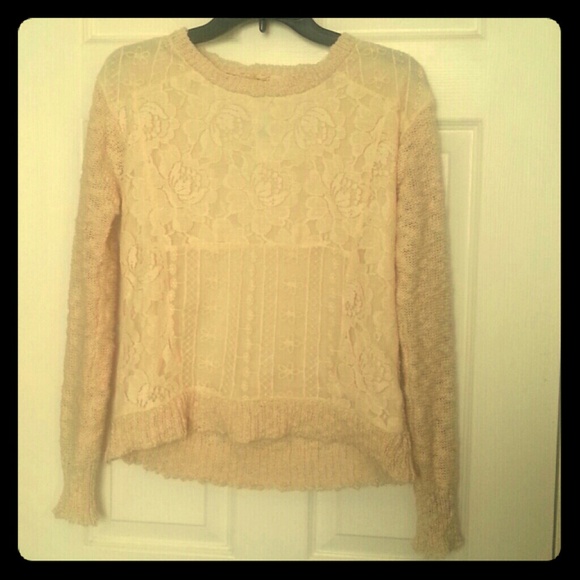 Cream Colored Floral Sweater
