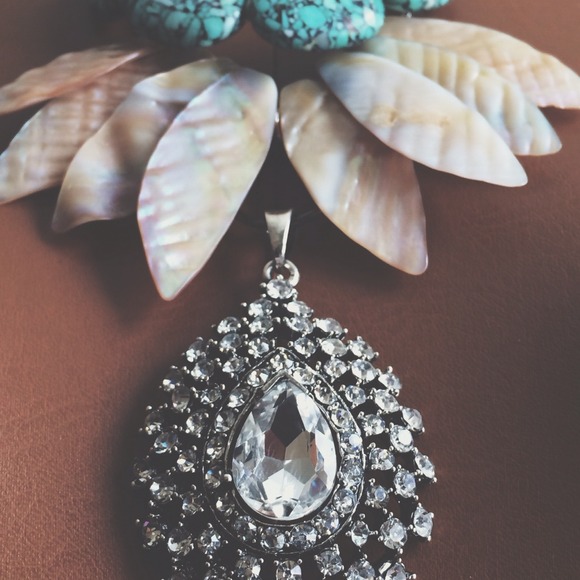 Turquoise and Vintage Broach Necklace