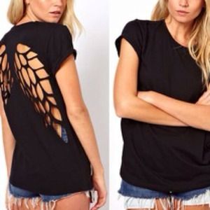 Cut Out Wing Black Top