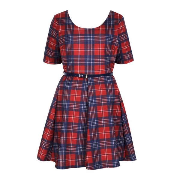 PINK CLOVE TARTAN DRESS