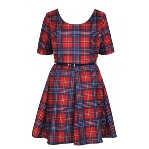 PINK CLOVE TARTAN DRESS