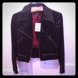 💥🌟NWT BEBE Black Satin Moto Jacket w/Zippers🌟💥