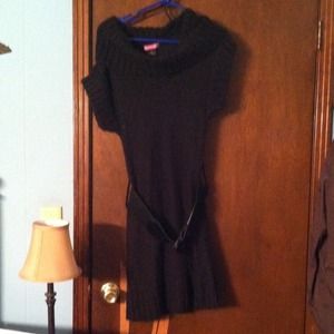 NWOT! Cute black sweater dress with belt at middle