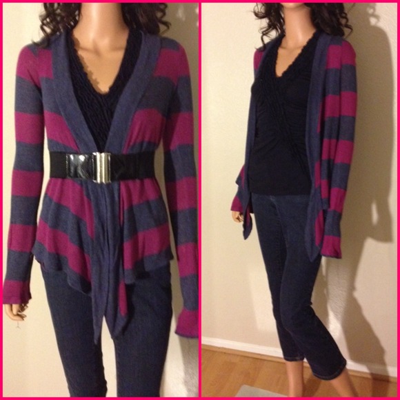 SOLD SPLENDID pink Dark Grey Open Cardigan Sz XS/S - Picture 2 of 4